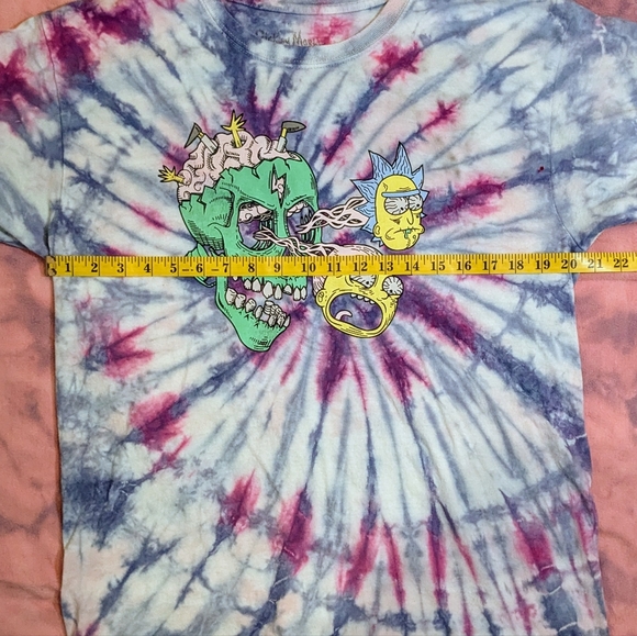 💀Rick and Morty Tie Dye Skull Tee trippy zombie neon large graphic unisex teen - Picture 6 of 7